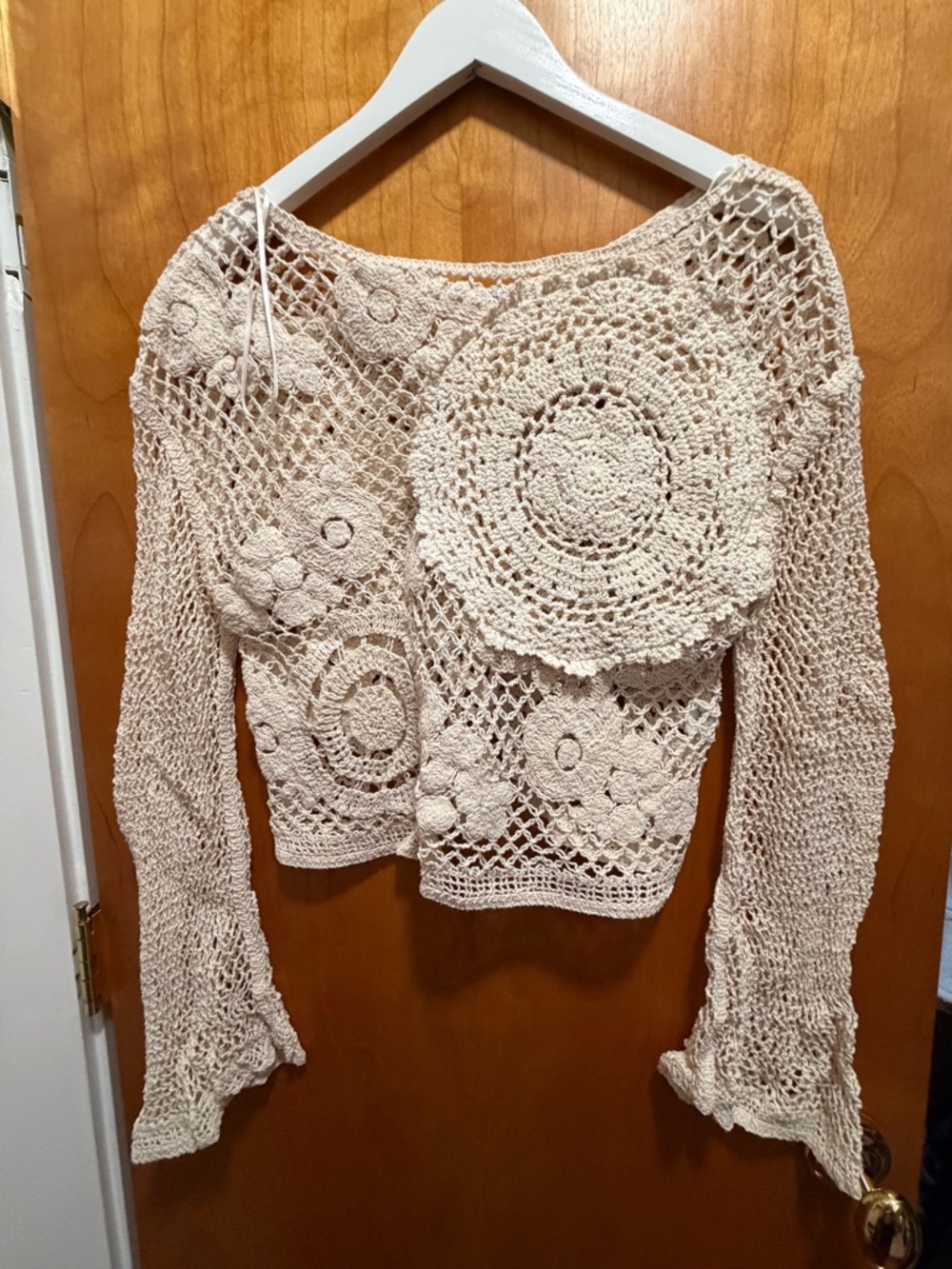 Zara Crochet Openwork Top - Cream - Picture 2 of 5